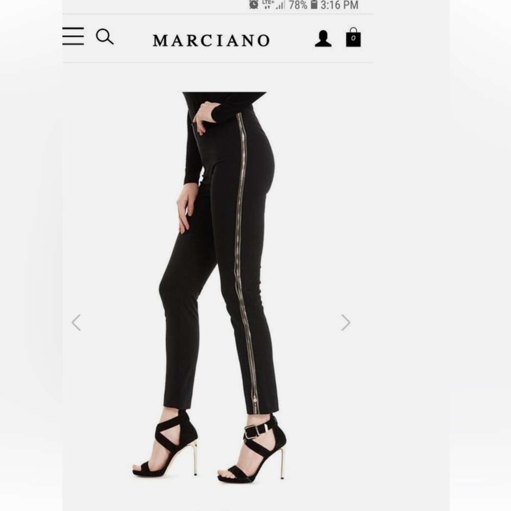 Marciano Black Skinny Pants with Gold Detailing